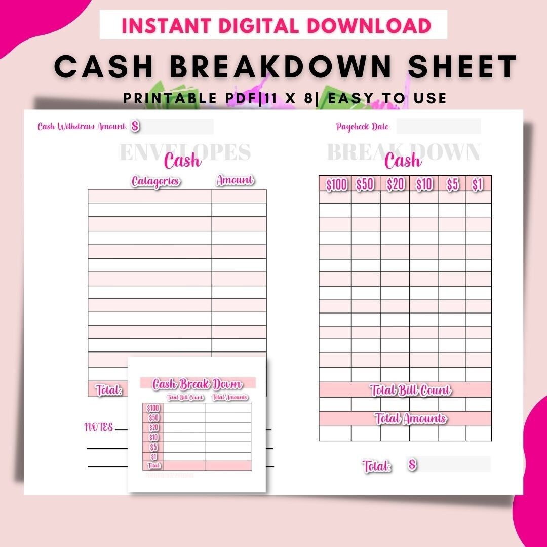 CASH Breakdown Printable With Cash Breakdown Slip Cash Breakdown Bank ...
