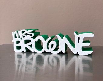 Custom Name Sign - Textured front - Single or Multicolor Perfect for teacher gift or family name display