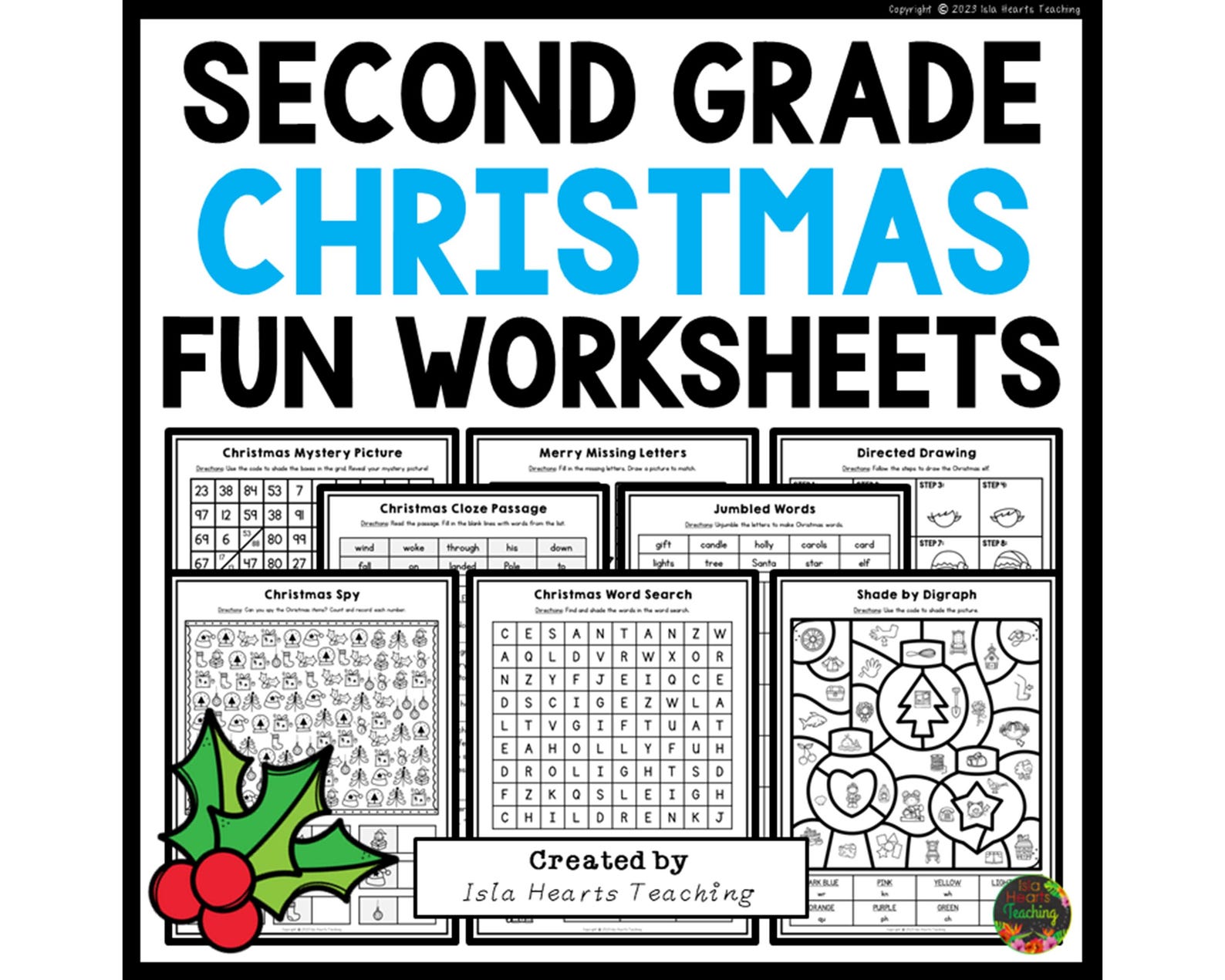 Christmas Fun Puzzles Workbook I Holiday Break Worksheets Xmas ...