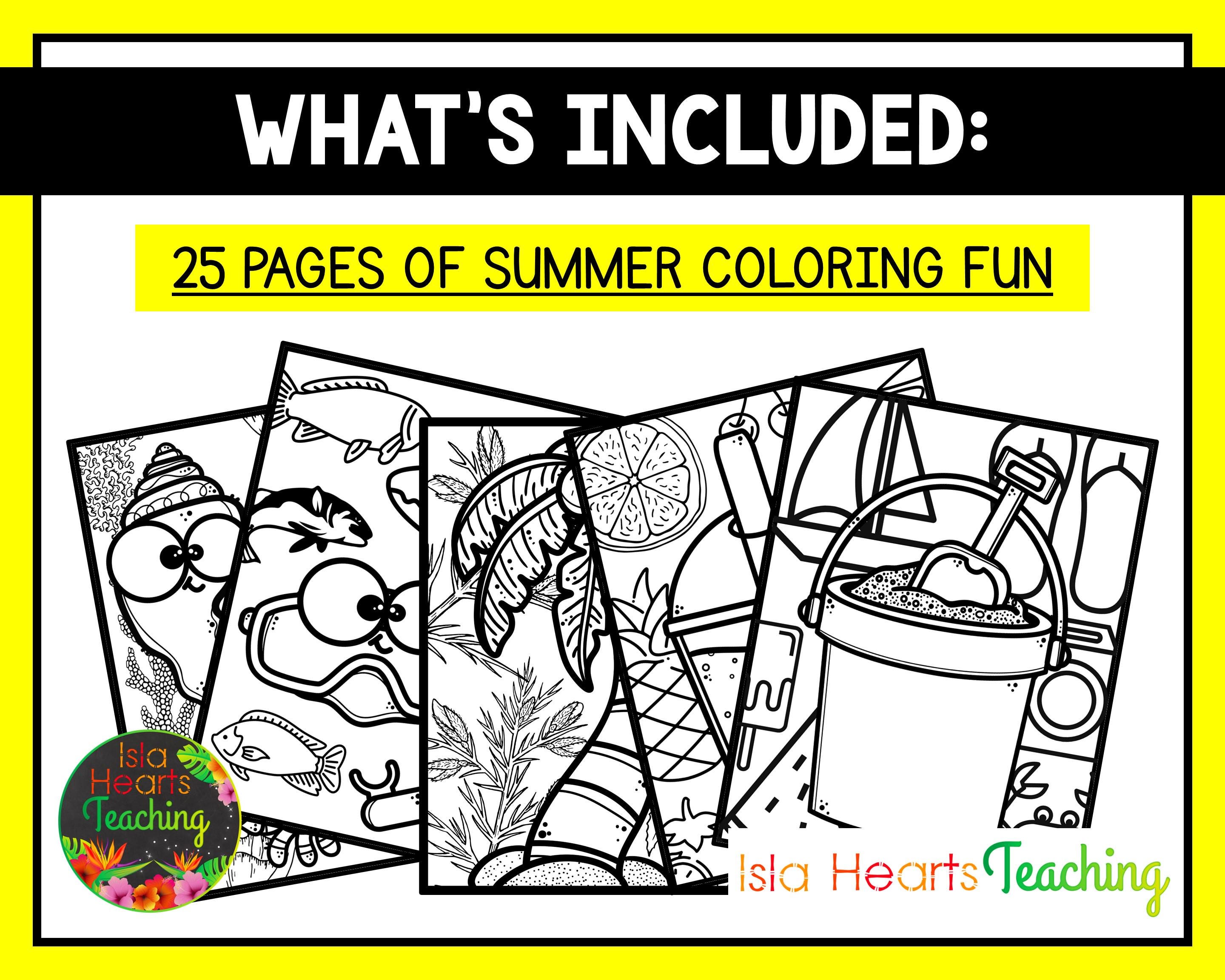 Summer Coloring Pages | Summer Art Colouring in Book Fun Packet for ...