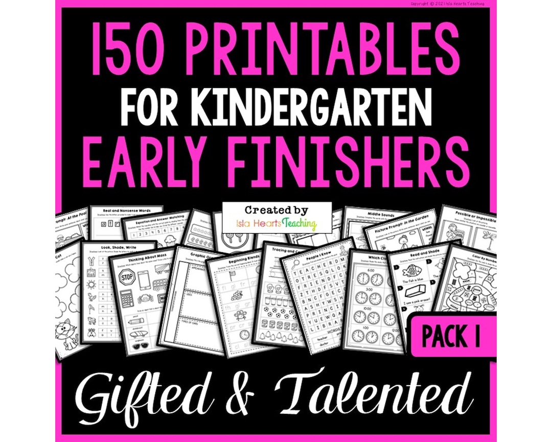 Kindergarten Worksheets for Gifted and Talented Students I Enrichment