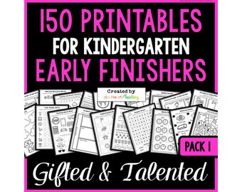 Kindergarten Worksheets for Gifted and Talented Students I Enrichment Activities I Early Finishers I Fast Finishers I Extension Work