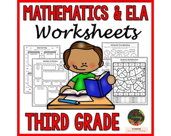 Third Grade Home Learning Worksheets l Math and Language Arts Printable Packet