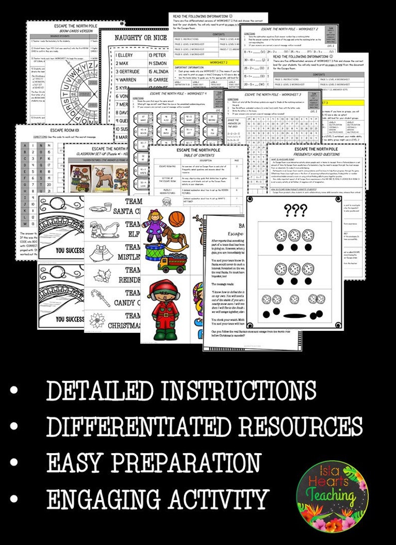 Christmas Escape Room 3rd Grade 4th Grade 5th Grade 6th Grade Breakout Activity Christmas Math
