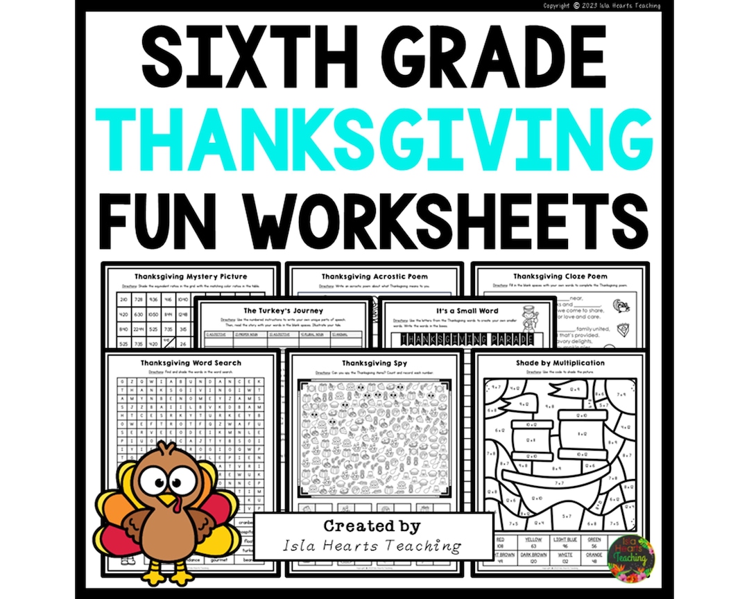 Thanksgiving Fun Puzzles Workbook Worksheets & Activities 6th Sixth ...