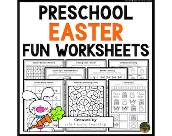 Easter Fun Puzzles Workbook I Holiday Break Worksheets & Activities I Preschool Sheets I Activity Pack Puzzle Packet Fun Book for PreK Kids