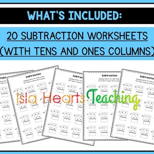 2-Digit Subtraction Worksheets Regrouping l Algorithm l Subtraction Homework l Homeschool Sheets l Subtraction Drills for Kids Math Work image 3
