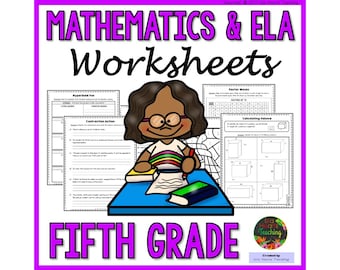 Fifth Grade Home Learning Worksheets l Math and Language Arts Printable Packet