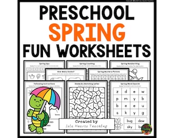 Spring Fun Puzzles Workbook I Holiday Break Worksheets & Activities I Preschool Sheets I Activity Pack Puzzle Packet Fun Book for PreK Kids