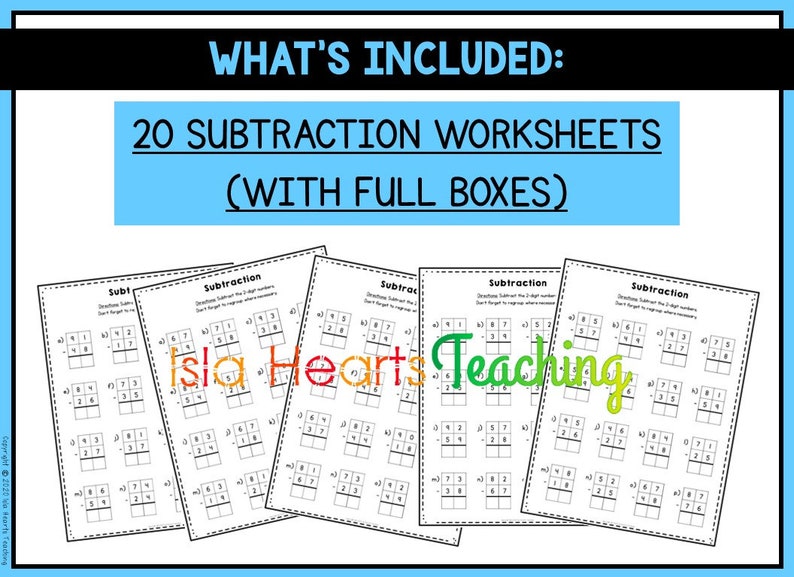 2-Digit Subtraction Worksheets Regrouping l Algorithm l Subtraction Homework l Homeschool Sheets l Subtraction Drills for Kids Math Work image 2