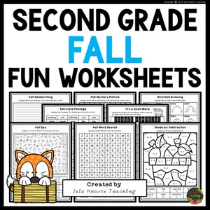 Fall Fun Puzzles Workbook I Holiday Break Worksheets Autumn Activities I 2nd Grade Printables I Activity Pack I Puzzle Packet Book for Kids