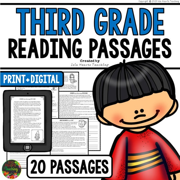 Third Grade Reading Comprehension Passages and Questions Worksheets I Homeschool I Homework