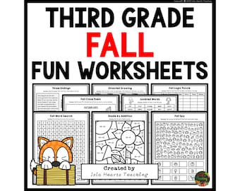 Fall Fun Puzzles Workbook I Holiday Break Worksheets Autumn Activities I 3rd Grade Printables I Activity Pack I Puzzle Packet Book for Kids