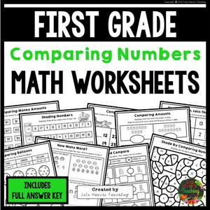 Comparing Numbers Worksheets for Kids l Compare Greater Than Less Than Equal to Math Homework l Homeschool 1st Grade 2nd Grade First Second