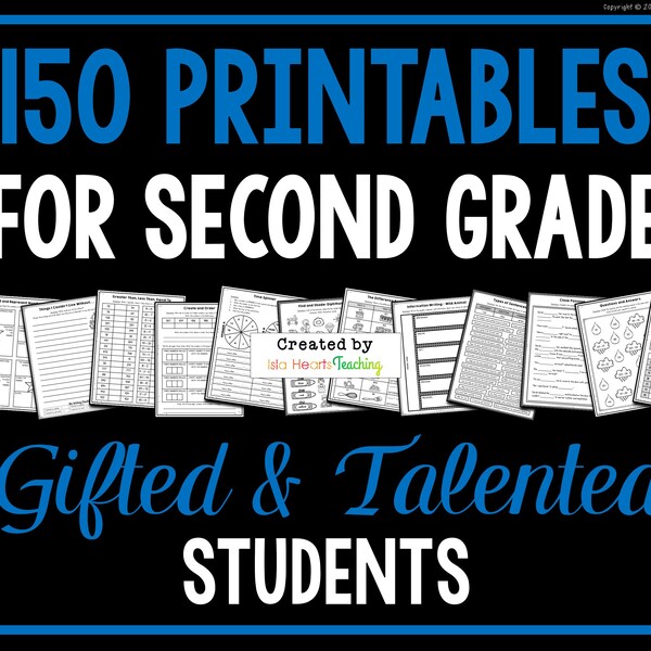 Talented and Gifted 2nd Grade Worksheets - Etsy