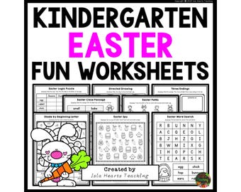 Easter Fun Puzzles Workbook I Holiday Break Worksheets & Activities I Kindergarten Sheets I Activity Pack Puzzle Packet Book for Young Kids