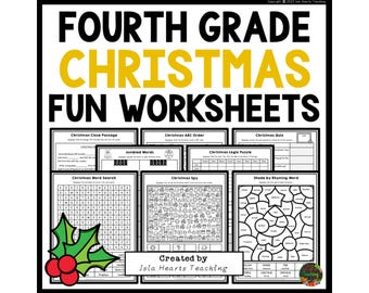 Christmas Fun Puzzles Workbook I Holiday Break Worksheets Xmas Activities 4th Grade Printables I Activity Pack I Puzzle Packet Book for Kids