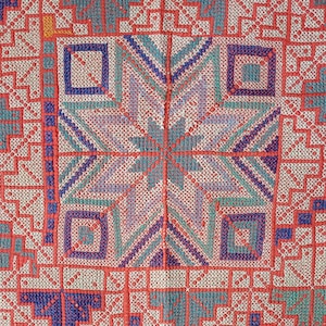 Vintagebroderad Galicha Kantha med inskription Bangladesh Indien