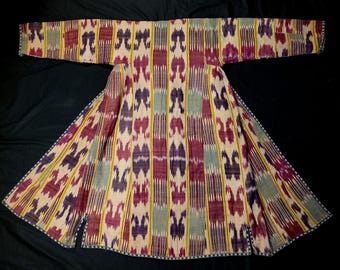 ON HOLD: Antique Silk Ikat Chapan Circa 1910 Uzbekistan, Afghanistan