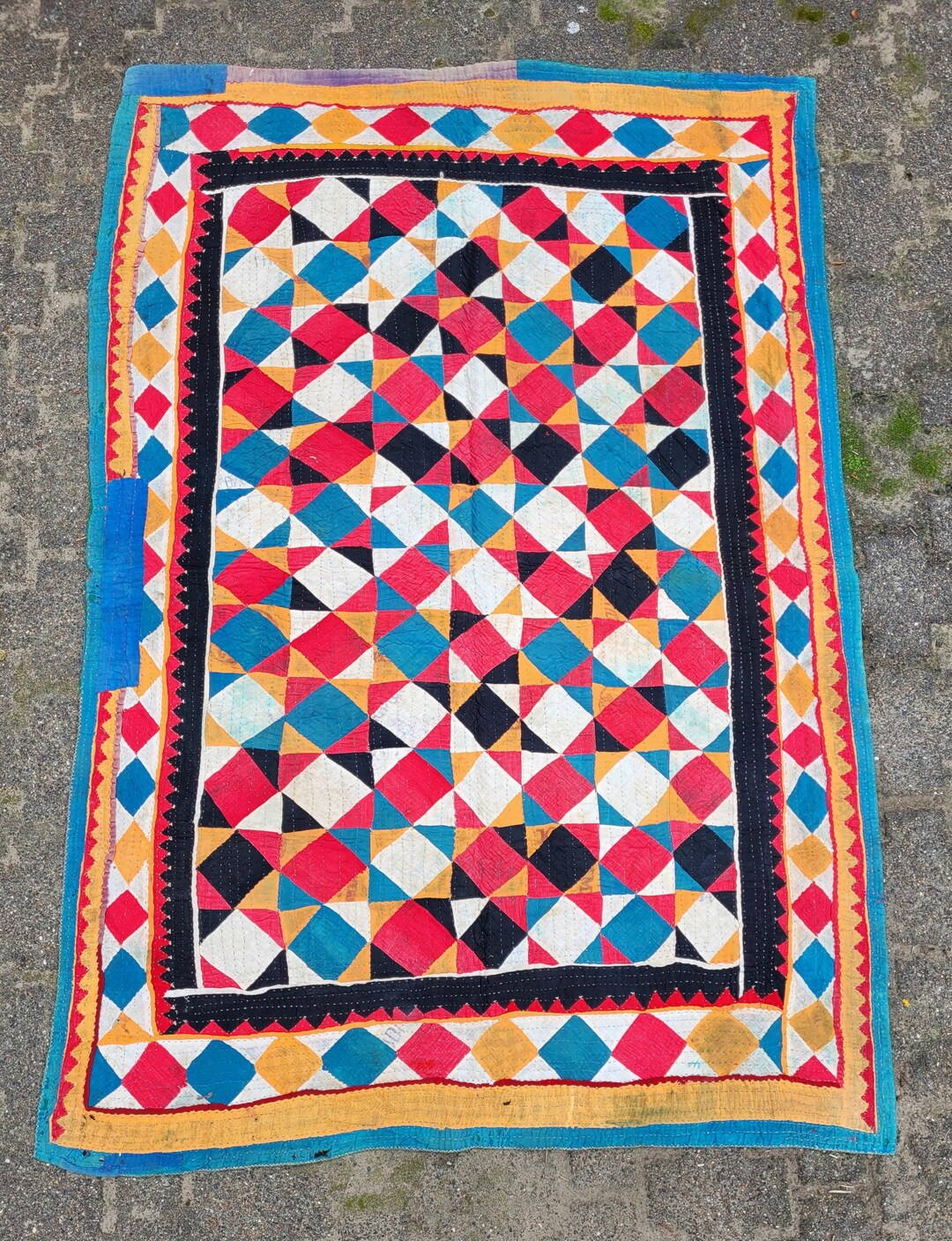 Beautiful Vintage Patchwork Ralli Quilt Thar Desert Area