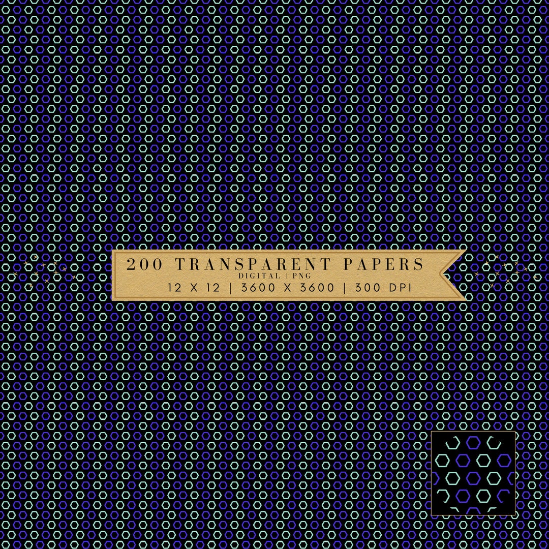 Transparent Digital Paper Pack | Hexagon Pattern Overlay | Multi-color ...