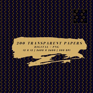 May include: A digital paper pack with 200 seamless patterns featuring a blue and gold star design. The patterns are 3600 x 3600 pixels and 300 DPI.