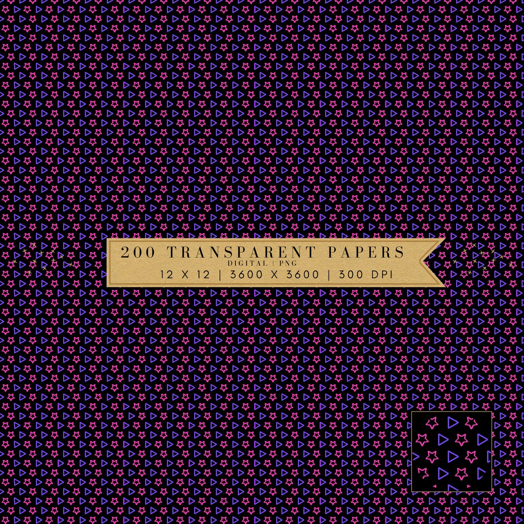 Transparent Digital Paper Pack | PNG Format | Triangles & Stars Pattern ...
