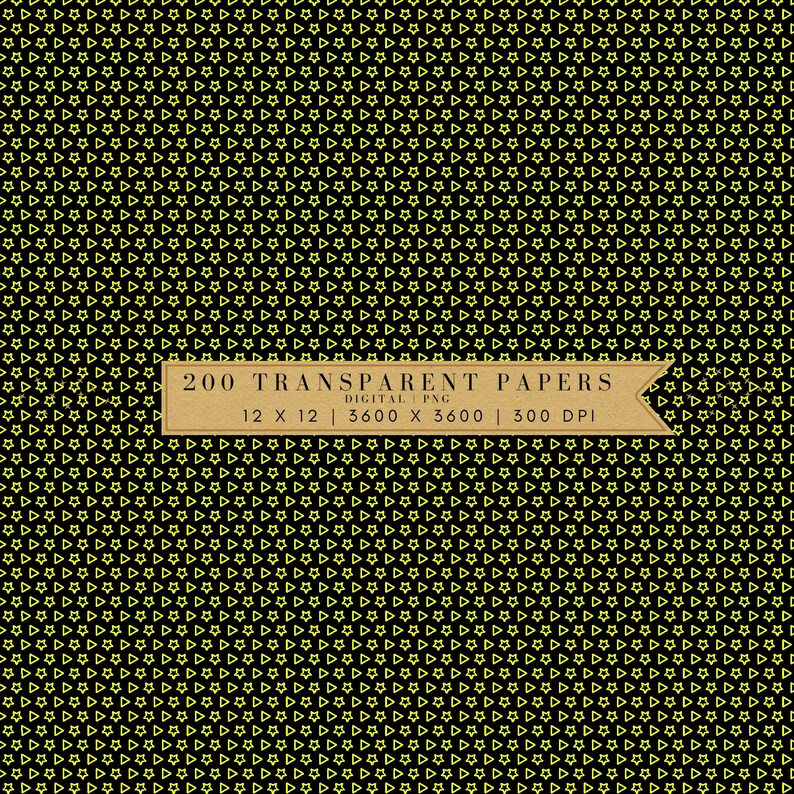 Transparent Digital Paper Pack | Stars & Geometric Pattern | Commercial ...