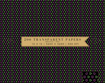 Paquet de papier numérique transparent | Modèle sans couture | Superposition d'étoiles et de triangles | Format PNG | Utilisation commerciale | Motif multicolore