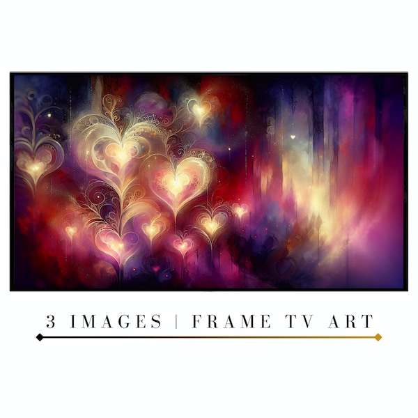 Samsung Frame TV Art Set | Heart Window Stained Glass Art | Intricate Carvings | Vibrant Colors  | Symmetrical Pattern | Water Color Art