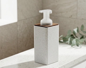 Bath & Body Works soap holder with cover  • Modern stand for foaming hand soap with real wood top