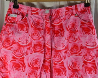 pantaloncini floreali vintage rosa escada a vita alta 34 stampati taglia piccola