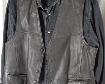 unique leather vintage vest genuine leather brown unisex