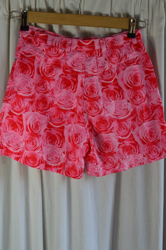 vintage escada pink floral shorts high waist 34 p… - image 4