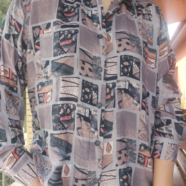 unique men's vintage 80s printed shirt abstract print unisex