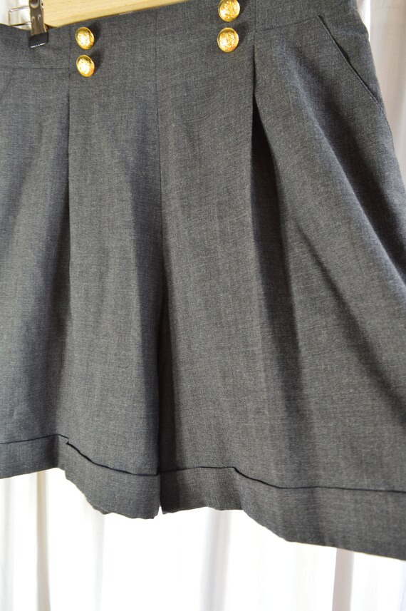 vintage escada shorts gray wool shorts gold butto… - image 2