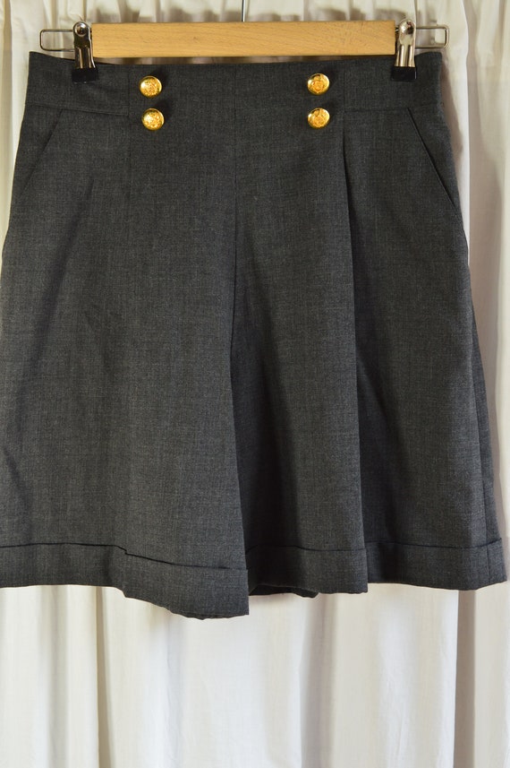 vintage escada shorts gray wool shorts gold butto… - image 5