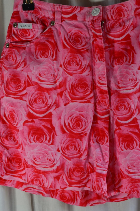vintage escada pink floral shorts high waist 34 p… - image 5