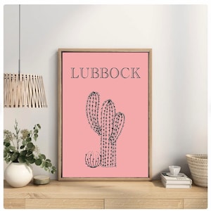 Lubbock Digital Print | cactus print | tumbleweed print | pink digital print | digital print download
