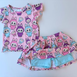 Labubu Pink Monsters Top and Skort Set