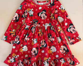 Christmas Theme Park Friends Red Long Sleeves Dress