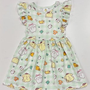 Pompom Yellow Dog Girls Dress