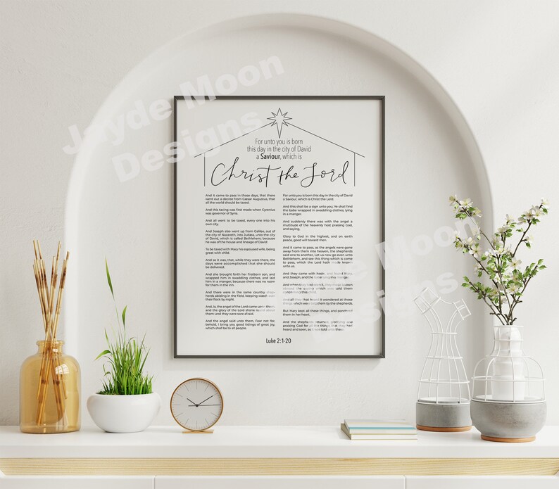 Luke 2 Christmas Story Art Nativity Story Print Christ the Lord Birth of Christ 8x10 11x14 KJV ...