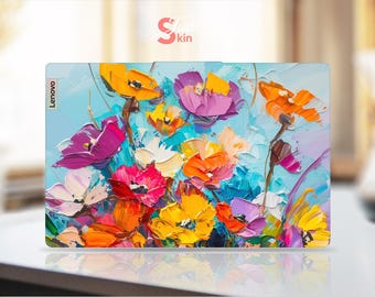 Lenovo Laptop Skin Colorful Abstract Oil Painting Flower Customizable Gift Vinyl Decal for Legion Yoga Thinkpad Thinkbook Ideapad Series