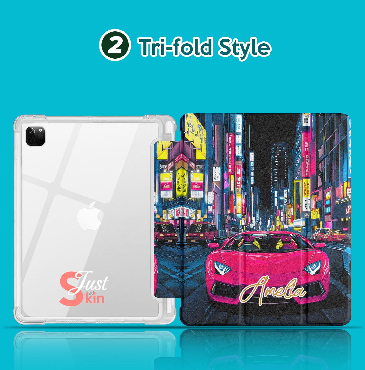 IPad Case Pink Cool Sports Car Case for iPad Air Folding Case