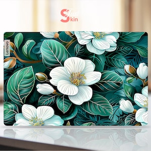 Laptop Decal, Personalized Gift, Fresh Floral Design Vinyl Skin for Legion Yoga Thinkpad Thinkbook Ideapad Series