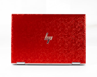 HP Laptop Skin Vibrant Red Textured , Latitude 5510 Glossy Abstract Wavy Vinyl Cover Gifts for Mom MacBook Dell Lenovo ideapad Acer Asus