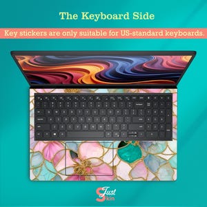 Stickers clavier HP Omnibook X 14 Dell 5550 Skin MacBook Air 15,6 Stickers Lenovo Motif floral abstrait pour Probook Precision Legion Asus image 5