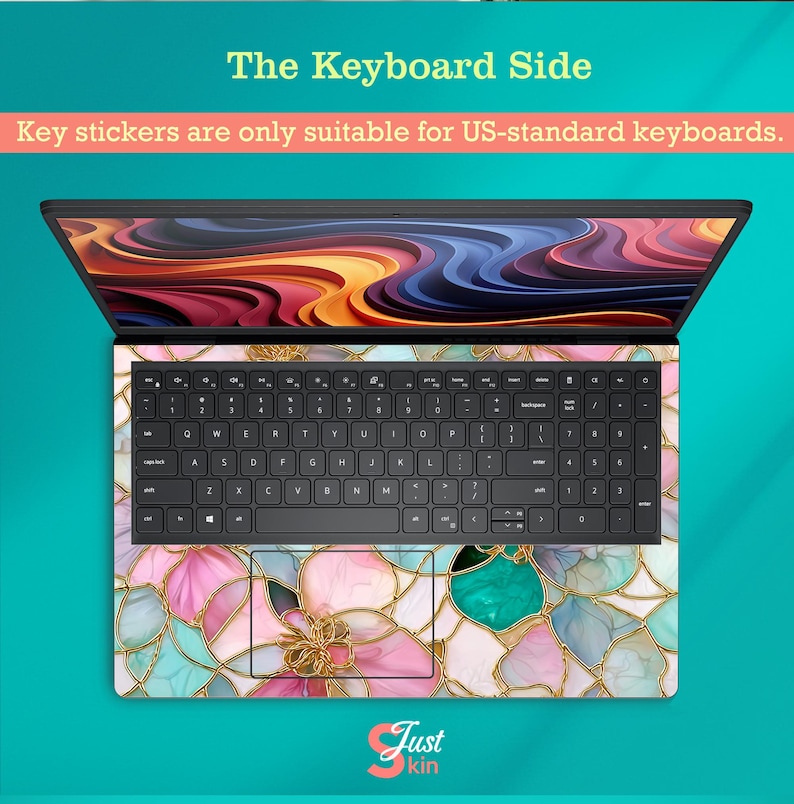 Stickers clavier HP Omnibook X 14 Dell 5550 Skin MacBook Air 15,6 Stickers Lenovo Motif floral abstrait pour Probook Precision Legion Asus image 5