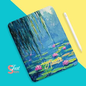 Ipad Mini 6 Case Women Tranquil Lotus Pond Aesthetic Scrapbook Ipad Case for Ipad Air-11&quot;Ipad Pro 2024-11&quot;Collage Cover with Pen Slot